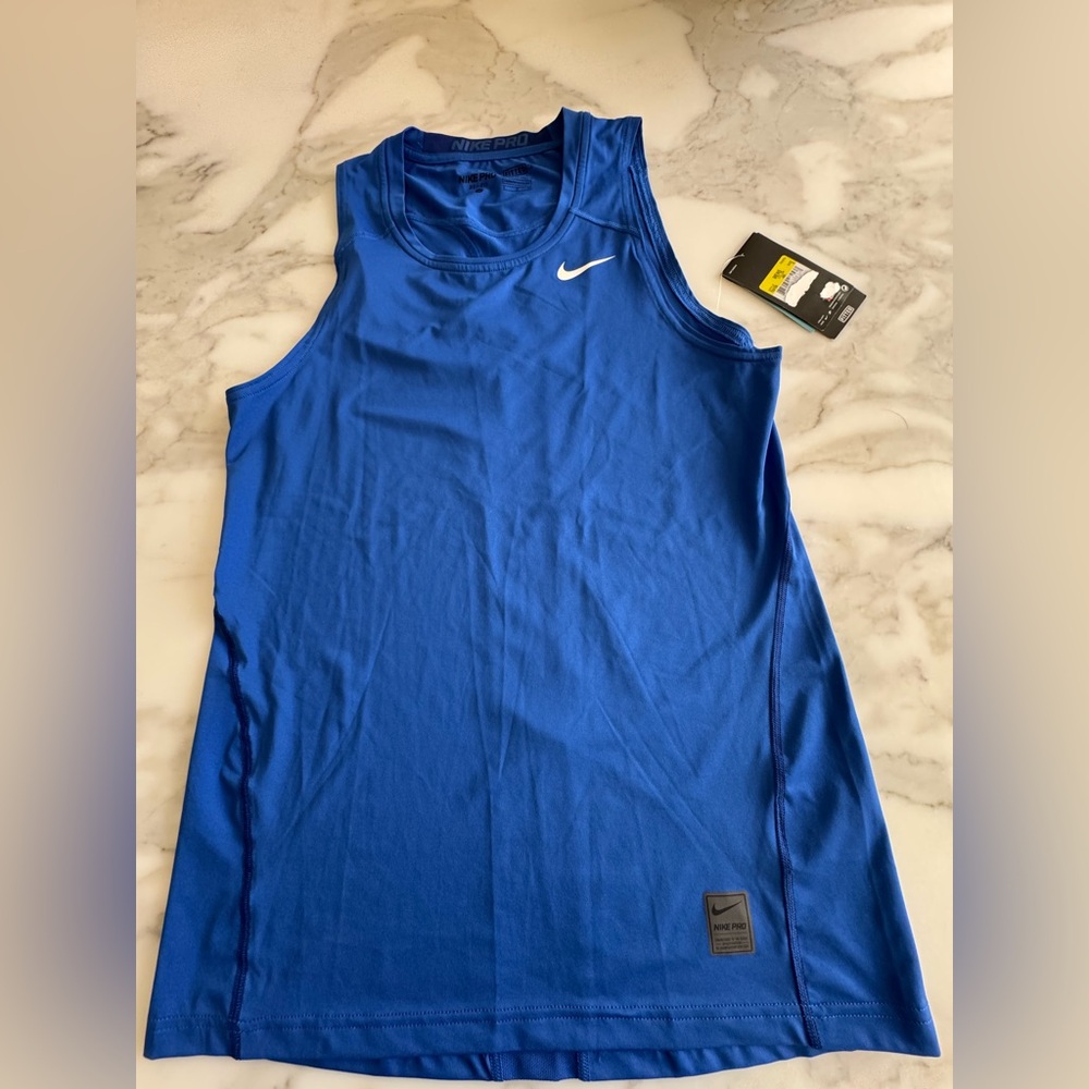 Nike Pro Fitted Blue Tank